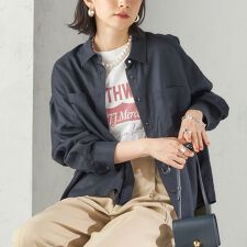 《予約》〈手洗い可能〉セルロース ツイル 羽織 シャツ
