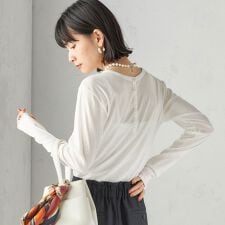 《一部追加予約》【SHIPS別注】miller: シアー ヘンリー ネック ロング スリーブ TEE