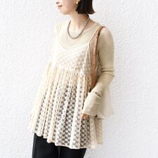 《予約》〈手洗い可能〉フラワー チュール 刺繍 チュニック ワンピース