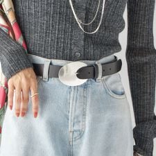 LEFIJE: ラウンド ビッグ バックル ベルト