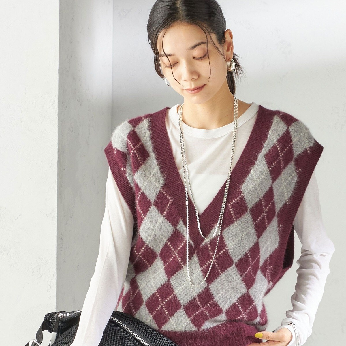 完売商品　BEAUTY&YOUTH コットンナイロンツイードニットベスト BEAUTY&YOUTH UNITED ARROWS（ビューティーアンドユース