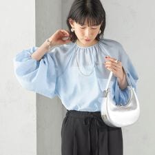 《予約》〈手洗い可能〉シアー バンブー ギャザー ブラウス