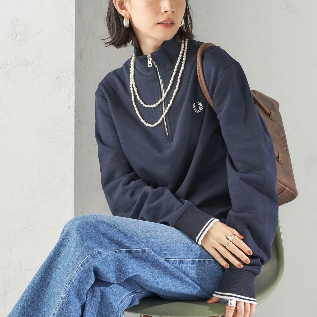 FRED PERRY: M3574 HALF ZIP SHIRT | シップス(SHIPS) | マルイウェブ