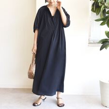 〈手洗い可能〉RENU ソフト タイプライター ギャザー ワンピース
