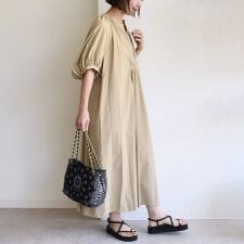 〈手洗い可能〉RENU ソフト タイプライター ギャザー ワンピース
