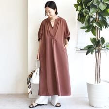 〈手洗い可能〉RENU ソフト タイプライター ギャザー ワンピース