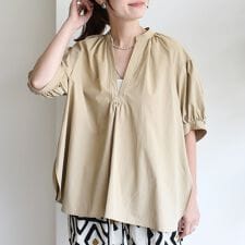 〈手洗い可能〉RENU ソフト タイプライター スキッパー 5分袖 ブラウス