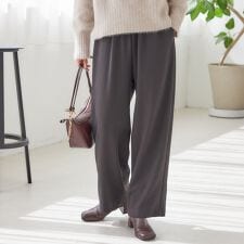 〈UVカット/防シワ加工〉梳毛調 ストレッチ ドロスト パンツ