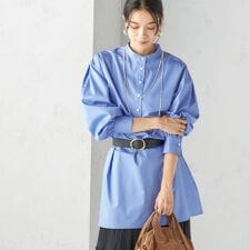 《予約》〈手洗い可能〉ソリッド バックタック チュニック シャツ