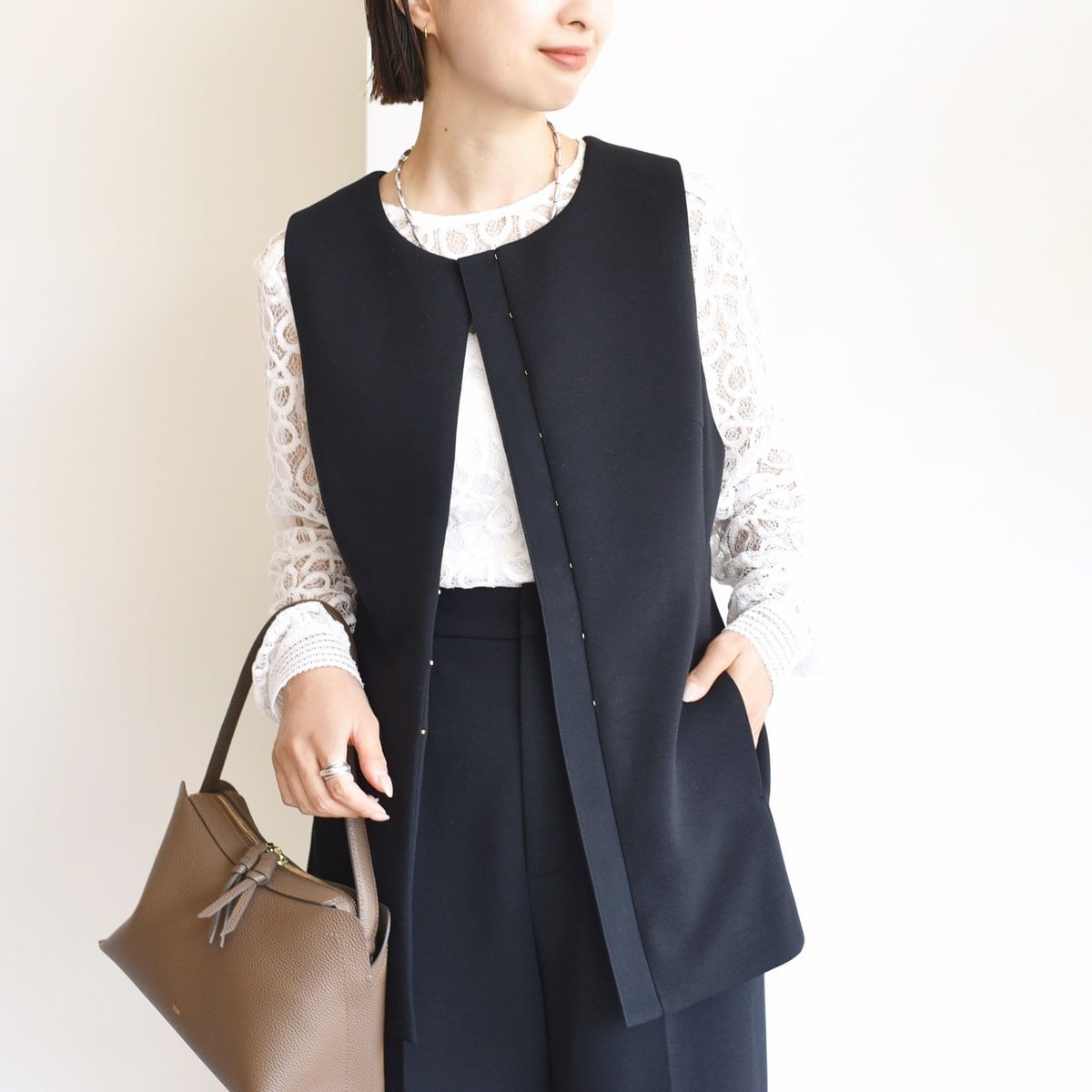 SHIPS ベスト　ブラックFOUR SEASONS ジレ　L 新品 ジレ ベスト グレー ドビー ブラックレーベル パーティー 成人式