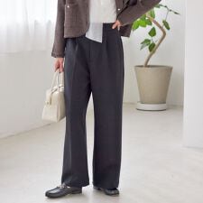 〈洗濯機可能 / セレモニー対応可〉ポリエステル レーヨン ダンボール ストレート パンツ