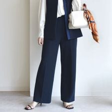 《予約》〈洗濯機可能 / セレモニー対応可〉ポリエステル レーヨン ダンボール ストレート パンツ