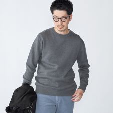 SHIPS:〈洗濯機可能〉 コットン カシミヤ ソリッド クルーネック ニット