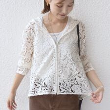 《予約》〈手洗い可能〉レース ジップアップ パーカー