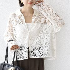 《予約》〈手洗い可能〉レース シャツ 羽織