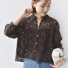 〈手洗い可能〉レース シャツ 羽織