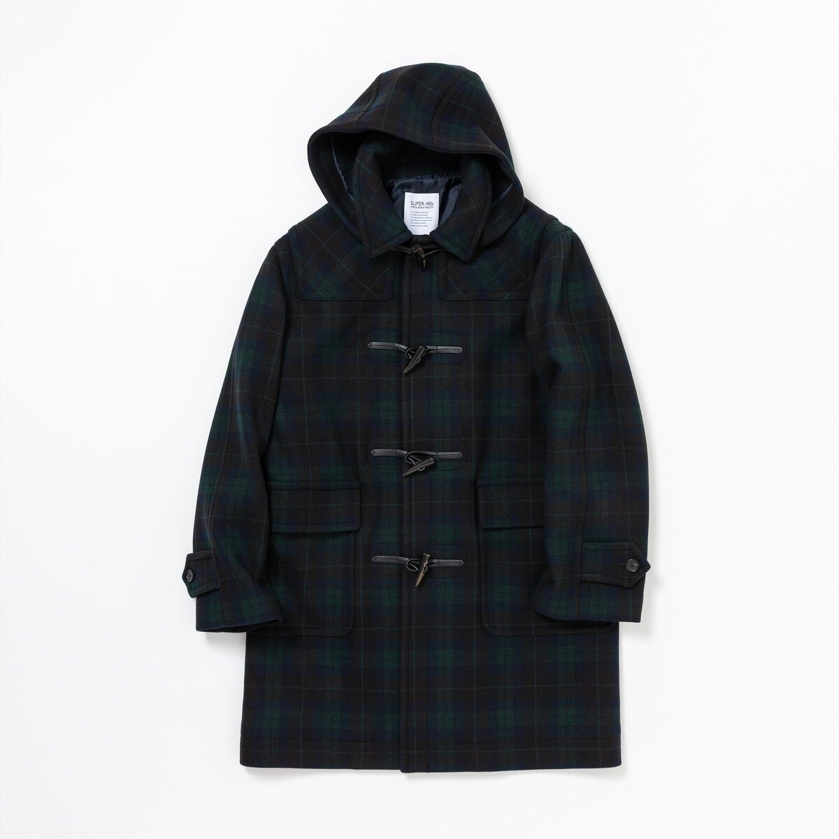 美品 SHIPS SUPER140's ウール100% レザー ダッフルコート SHIPS： スーパー140'S 100％WOOL メルトン