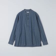 【SHIPS別注】Salvatore Piccolo: デニム プルオーバー バンドカラー シャツ