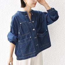 《予約》【WEB限定】〈洗濯機可能〉ノーカラー デニム カバー オール
