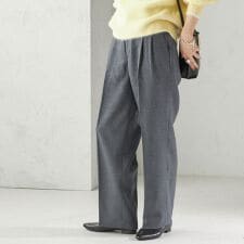 《予約》〈手洗い可能〉ウォッシャブル ウール タック パンツ