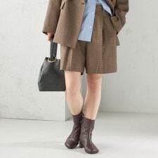 〈手洗い可能〉ウォッシャブル ウール チェック ハーフ パンツ