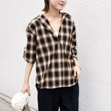 《予約》【WEB限定】〈洗濯機可能〉オンブレチェック ギャザー シャツ 羽織