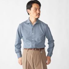 SHIPS: ジャージー ギンガムチェック ワンピースカラー シャツ