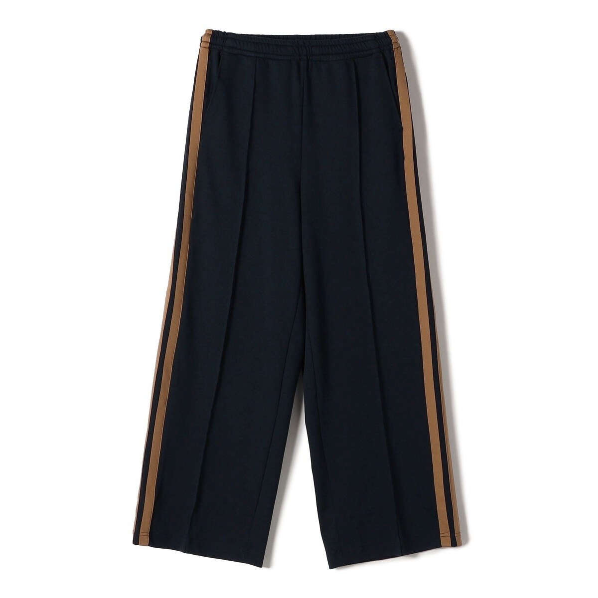 SHIPS Primary Navy Label:ピンタック ジャージー ライン パンツ