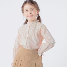 SHIPS KIDS:100～130cm / ピンタック レース ブラウス