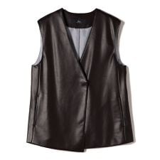 SHIPS Primary Navy Label:〈手洗い可能〉合皮 ジレ