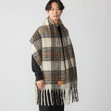 【WEB限定】SHIPS: ブークレ ボリューム マフラー (チェック)