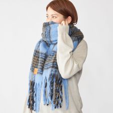 【WEB限定】SHIPS: ブークレ ボリューム マフラー (チェック)