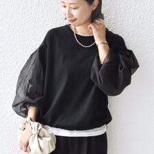 【WEB限定】〈手洗い可能〉シアー コンビ 裾 ドロスト プルオーバー