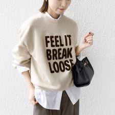 【WEB限定】〈手洗い可能〉サガラ 刺繍 ロゴ ニット プルオーバー