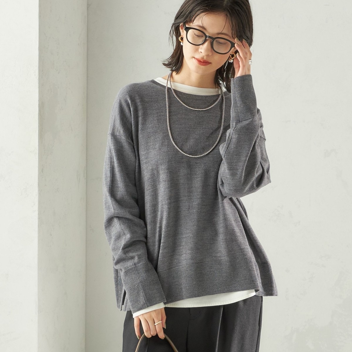 SHIPS any:〈手洗い可能〉ヤク ケーブル クルーネック ニット プル