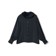 〈手洗い可能〉ヴィンテージ サテン 襟 プリーツ ブラウス