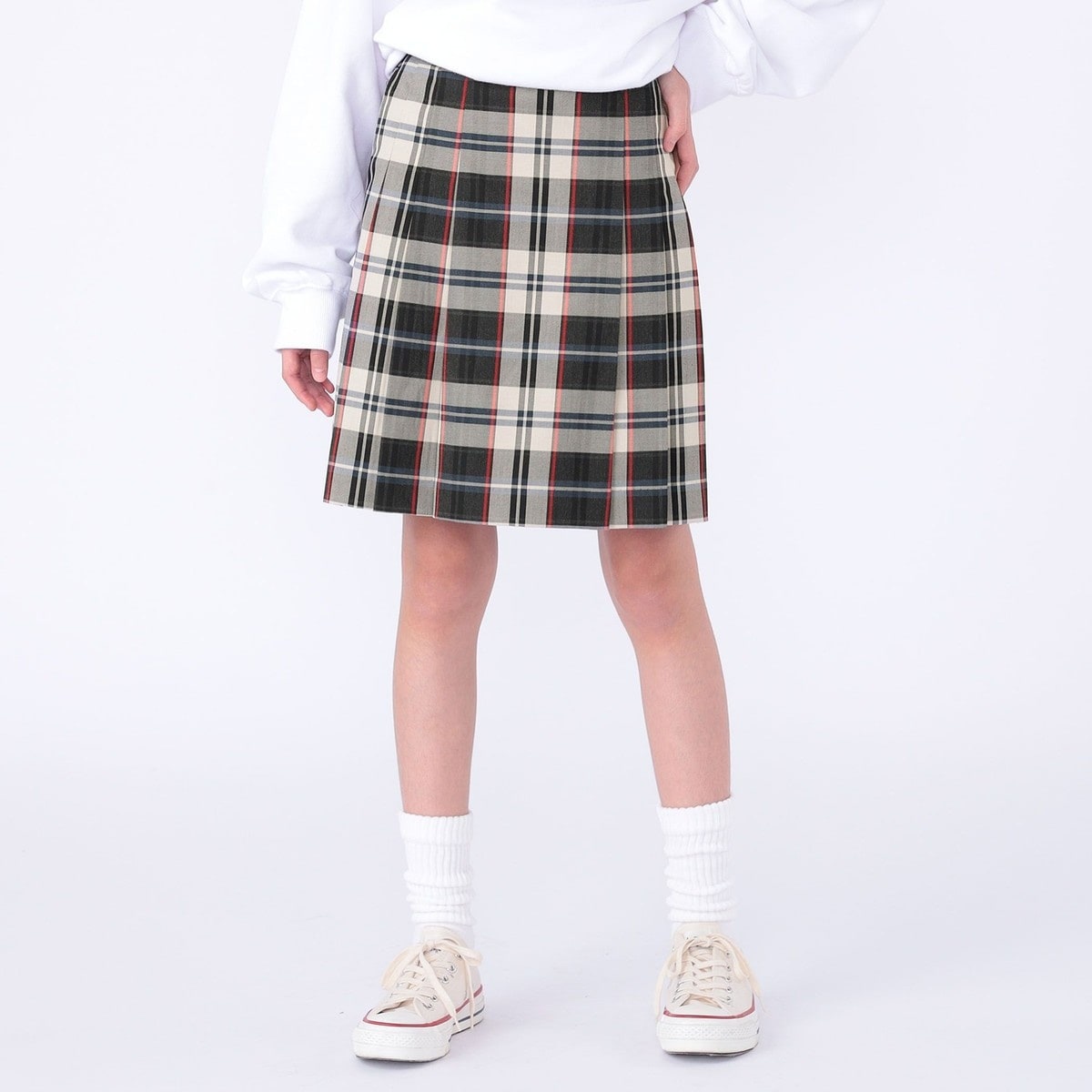 [�}���C]SHIPS KIDS:140�`150cm / �`�F�b�N �v���[�c �X�J�[�g/�V�b�v�X�iSHIPS�j �x�[�W���n