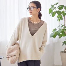 〈手洗い可能〉ウール カシミヤ Vネック プルオーバー