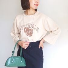 【WEB限定】〈洗濯機可能〉七分袖 ワイド スリーブ プリント スウェット