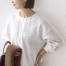 〈手洗い可能〉ケーブル ジャージー スキッパー プルオーバー