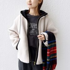 シップス(SHIPS)の《追加予約》【WEB限定】ボア 配色 フード ブルゾン