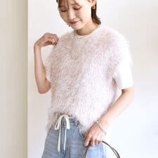 【WEB限定】〈手洗い可能〉チュール フェザー MIX ニット ベスト
