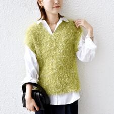 【WEB限定】〈手洗い可能〉チュール フェザー MIX ニット ベスト