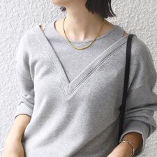 シップス(SHIPS)の〈手洗い可能〉レイヤード デザイン ラメ メランジ 裏毛 プルオーバー