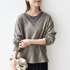 シップス(SHIPS)の〈手洗い可能〉レイヤード デザイン ラメ メランジ 裏毛 プルオーバー