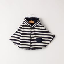 SHIPS KIDS:ベビー ボーダー リバーシブル ボア ポンチョ