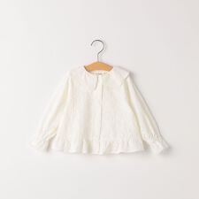 SHIPS KIDS:80～90cm /刺繍 フリルカラー ブラウス