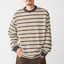 【SHIPS別注】AIRTOWNE: マルチ ボーダー ロングスリーブ Tシャツ