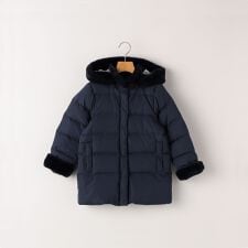 SHIPS KIDS:90cm /〈撥水/手洗い可能〉ミディアム丈 リサイクル ダウン フーディー