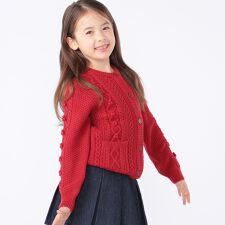 SHIPS KIDS:100～130cm /〈洗濯機可能〉ケーブル ニット ポンポン 